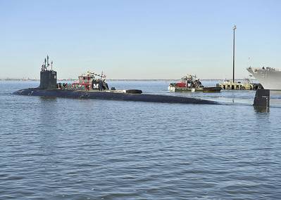 USS Minnesota departs Norfolk Jan 2014: Photo credit USN