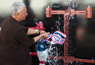 USS Montford Point Christening by Alexis "Jackie" Bolden: Photo credit USN