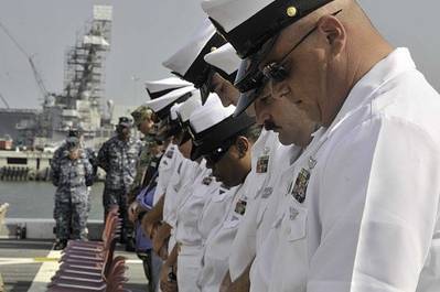 USS New York crew members: Image courtesy of USN
