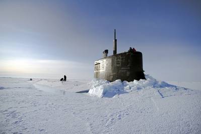 USS Seawolf surfaced in ice: Photo credit USN