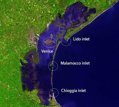 Venice & Lagoon Inlets:Image courtesy of NASA
