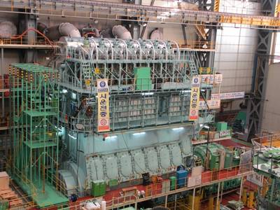 View of the new 7G80ME-C9.2 engine on the testbed in Korea