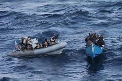 A visit, board, search and seizure team from the guided-missile destroyer USS Pinckney (DDG 91) approaches a suspected pirate vessel after the Motor Vessel Nordic Apollo reported being under attack and fired upon by pirates. (U.S. Navy photo/Released)