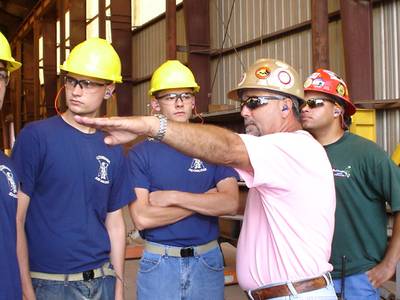 Vocational technical students touring a Bollinger Shipyards facility in Louisiana. Courtesy of Bollinger Shipyards.