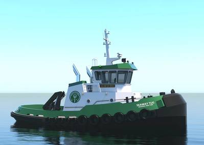 Washburn & Doughty will build a Glosten-designed harbor tug for the Saint Lawrence Seaway Development Corporation. The vessel is due for delivery in 2021. (Image: Glosten)