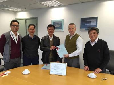 From l-r: Wilson Kwan, Principal Marine Engineer BMT Asia Pacific-Hong Kong; Cheung Sik Woon, Surveyor of Ships / HK Marine Department Government New Construction Section; Leung Wai Hok, Senior Surveyor of Ships / HK Marine Department Government New Construction Section; Richard Colwill, Managing Director, BMT Asia Pacific-Hong Kong;  Chow Siu Wah, Peter, Surveyor of Ships / HK Marine Department Government New Construction Section (Photo: BMT)