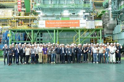 WinGD and Hanwha Engine have successfully produced the world's first X72DF-2.2 VCR engine equipped with Variable Compression Ratio technology. © WinGD