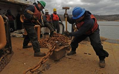 Work Aboard 'Katherine Walker': Photo credit USCG