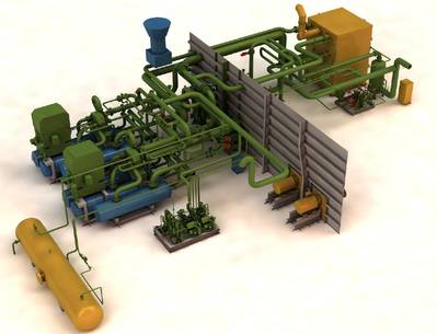 The Wärtsilä reliquefaction plant will reliquefy 70% of the boil-off gas from the ships' LNG cargo and return it to the cargo tanks, while the balance is fed by the gas handling system to the engines for propulsion purposes. (Image: courtesy Wartsila)