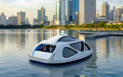 Zeabuz’ (zero-emission sea-bus) is an all-electric waterbus concept designed to provide autonomous mobility services to cities and towns, carrying 10-30 passengers at a time. Image: Zeabuz