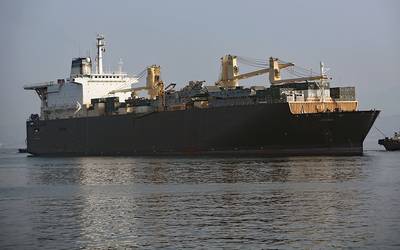 Military Sealift Command's maritime prepositioning force ship USNS 1ST LT Jack Lummus (T-AK 3011). (Photo: Grady Fontana / U.S. Navy)