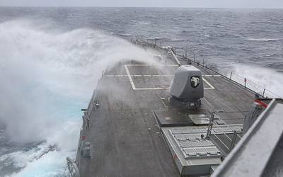 The Arleigh Burke-class guided-missile destroyer USS Milius (DDG 69) steams in the Philippine Sea, March 13. (Photo: Greg Johnson / U.S. Navy)