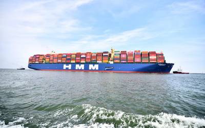 HMM Algeciras made its first European stop in the Port of Rotterdam this week. (Photo: Port of Rotterdam)