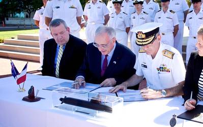 The Future Submarine Program Strategic Partnering Agreement (SPA) is signed by the Commonwealth of Australia and Naval Group in February 2019 (Photo: Naval Group)