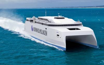 The new Molslinjen high-speed ferry is to be built at the Austal yard in the Philippines and will feature a combination of Wärtsilä propulsion solutions. (Image: Austal Ships Pty Ltd.)