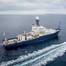 The R/V Roger Revelle pictured at sea for a 10-day commissioning and calibration cruise following its midlife refit. Photo Copyright: Scripps Institution of Oceanography