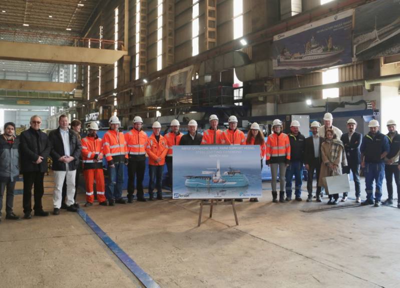 Turkish Shipyard Cuts First Steel for Offshore Wind Farm Support Vessel for Dutch Owner