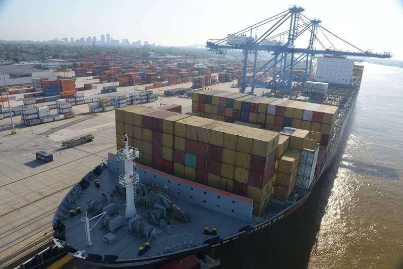 Massive Containership Berths In Port New Orleans