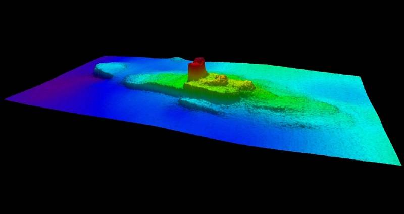 2013 Multi-beam sonar profile view of the shipwreck SS City of Chester (Credit: NOAA Office of Coast Survey NRT6)
