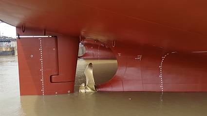 A closer view of the new Kappel FP propeller (Photo: MAN Diesel & Turbo)