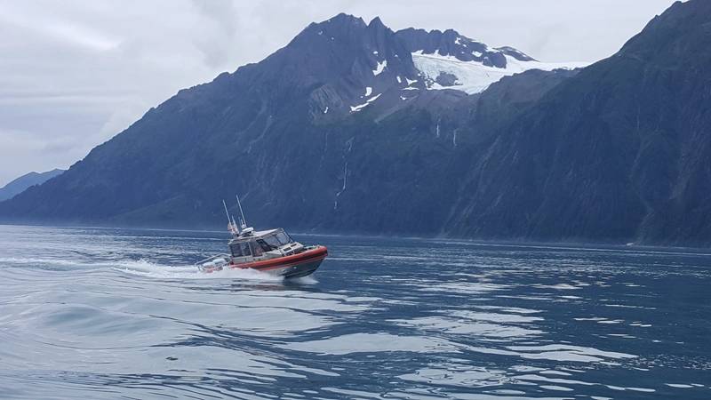 A Coast Guard 29-foot Response Boat-Small crew from Station Valdez, Alaska, conducts underway training near Valdez Aug. 18, 2018, in the station's new response boat. The boat was acquired by the station June 19, 2018. (U.S. Coast Guard photo by Station Valdez)