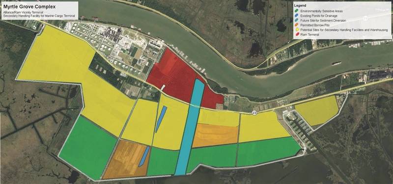 More than 3,500 acres are available at Myrtle Grove for a variety of port related projects.
