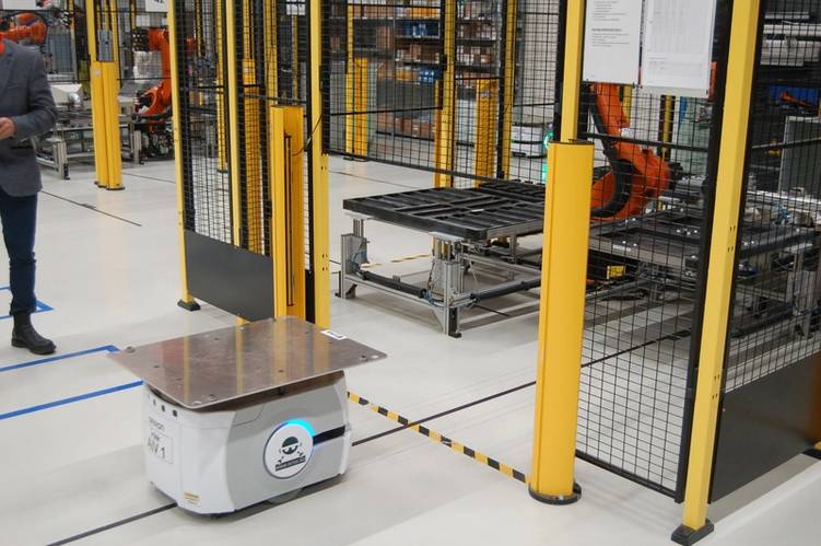 Amazon-style: provider robots service the robot assembly team. Credit: William Stoichevski