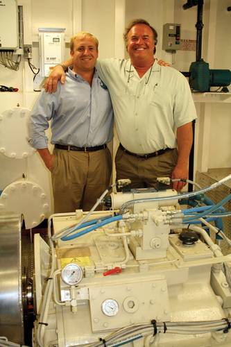 Another ubiquitous sight in the Gulf Region: Karl Senner Inc. supplying propulsion products. Pictured (right) are Ralph Senner (R) and his son Karl.