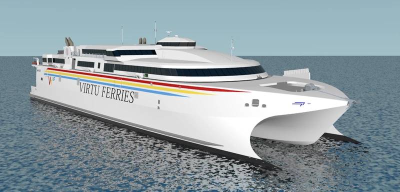 3D artist impression of the 110 meter ferry (Image: Incat)