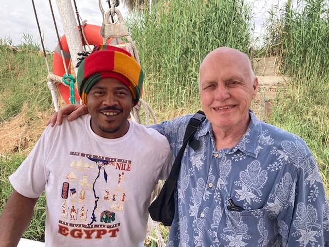 The author with one of the Nile River cruise boat crew. Image courtesy T. Nelson Thompson