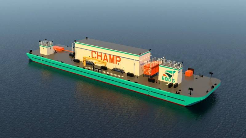 EBDG-designed floating CHAMP barge (Credit: EBDG)