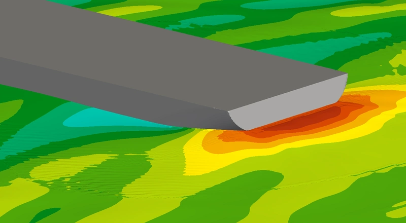 Wave behind transom is small for the developed hull form without any diverging waves (Image courtesy of Foreship)