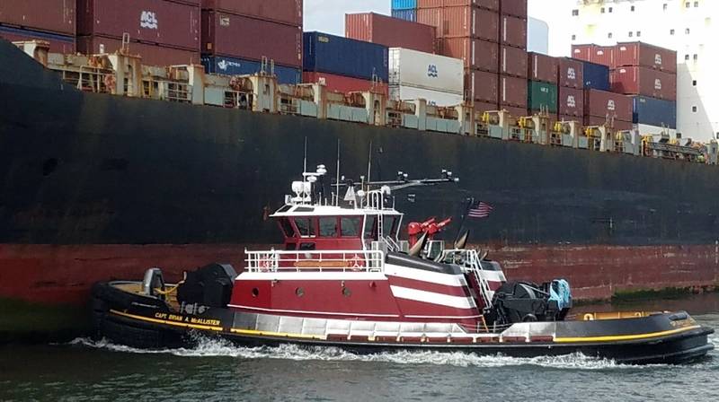 The Capt. Brian A. McAllister is named after the company’s Chairman, and is the 31st and most powerful tractor tug in McAllister’s fleet. (Photo: McAllister Towing)