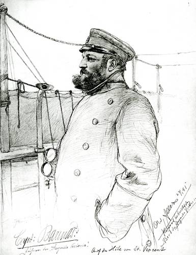 Christian Wilhelm Allers provided ­illustrations of the first cruise, among them Master Barends (Image: Hapag-Lloyd)