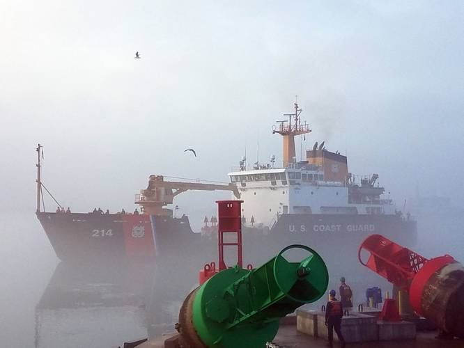 U.S. Coast Guard Cutter Hollyhock is one of six cutters and multiple shore units presently tasked with aids-to-navigation duties within the Great Lakes for the operation. (U.S. Coast Guard photo by Nick Gould)