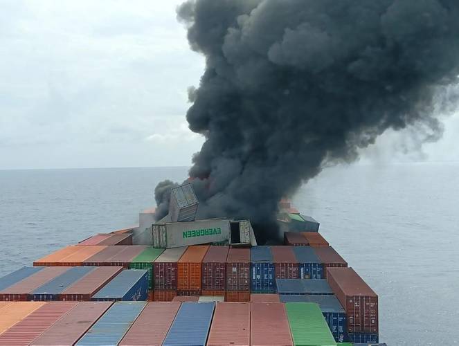 Wan Hai 503 (Credit: Indian Coast Guard/X.com)