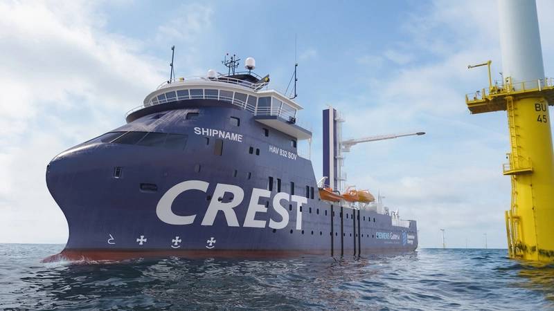 CREST Wind, a joint venture between Crowley and ESVAGT, has selected Fincantieri Marine Group to build a service operation vessel for operations in the U.S. offshore wind sector. (Image: CREST Wind)