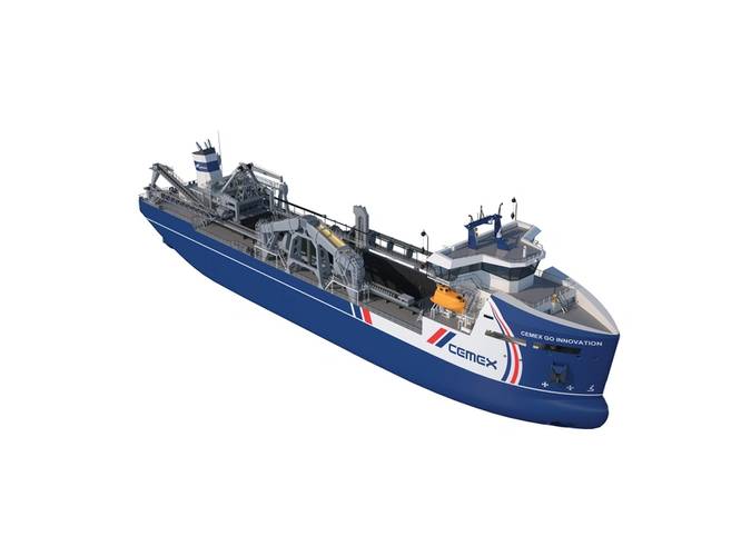 Damen is currently building a first-of-its-kind marine aggregate dredger for CEMEX UK (Image: Damen)