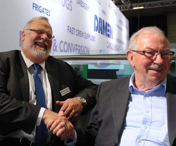 van Dongen, MD Maaskant, (left) and Henk Groen, owner Rederij Groen