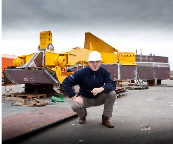 Ecosse Subsea Systems managing director, Mike Wilson, with the SCAR subsea plough.