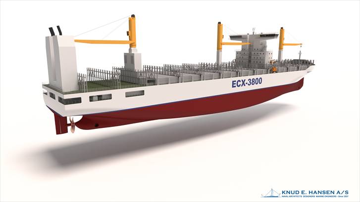 ECX-3800 3800 TEU Feeder Vessel  (Image: KNUD E. HANSEN)