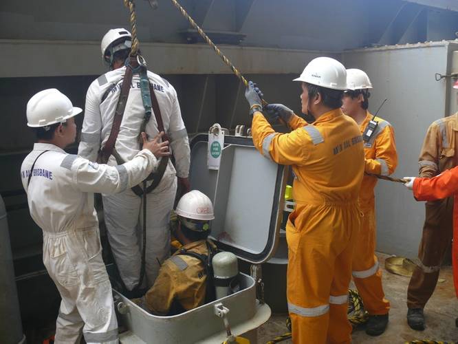 Enclosed space entry drills provide an opportunity to enhance competence.
Image courtesy of OneLearn Global