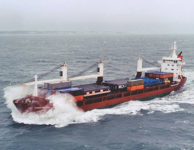 Example of vessel whereby the amount of cargo carried is difficult to quantify in single MRV indicator. (Picture courtesy of Spliethoff)