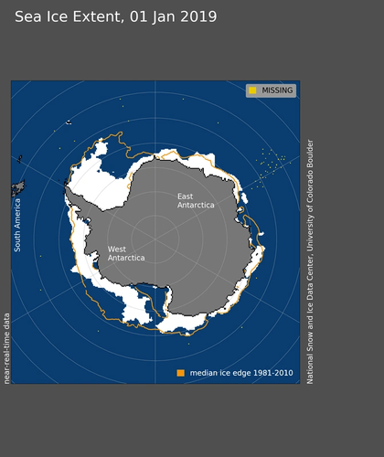 Figure 1: Sea ice extent for January 1, 2019 (Photo: NSIDC)
