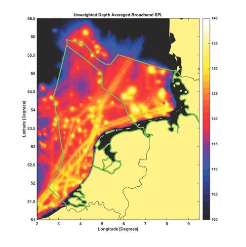 Figure 2: Noise map of the Dutch and German EEZ’s in the N. Sea.