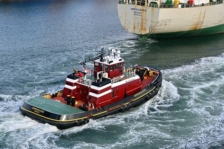 The Gerard McAllister, a newly built 6,770 hp tractor tug, sailing from Maine on her way to the McAllister’s flagship operations in the Port of New York.
Image courtesy McAllister Towing