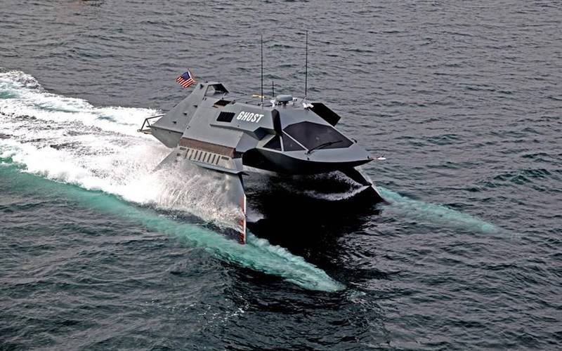 Ghost, a high-speed stealth boat that was nearly cancelled, has been resurrected.  The low-observable Ghost is a SWATH (small waterplane area twin hull) vessel with a speed of up to 35 knots and a very shallow draft.   General Dynamics Mission Systems has teamed with Juliet Marine Systems to make Ghost configurable as a manned, remote control, and unmanned platform and to integrate the modular payload capability for a broad spectrum of missions. Photo courtesy General Dynamics Mission Systems