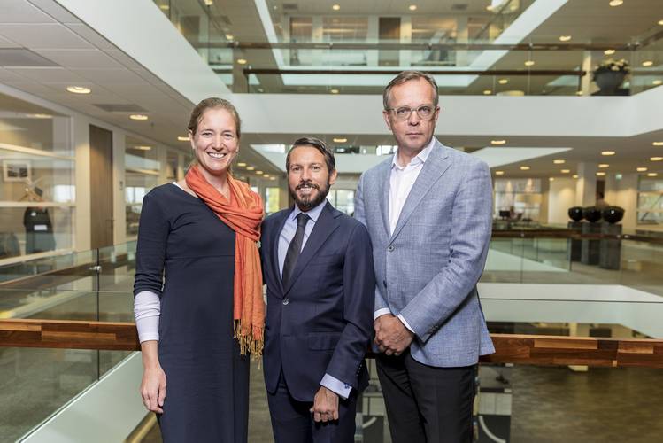 Hadewych Reintsema, Design and Proposal Manager Cruise, Damen Shipyards Group; Andrea Trevisan, Sales Director Cruise New Building, Damen Shipyards Group; and Henk Grunstra, Product Director Cruise and Ferries, Damen Shipyards Group (Photo: Damen)