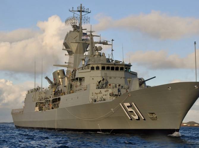 HMAS Arunta on her first day at sea conducting a boat transfer (Australia Department of Defense photo)