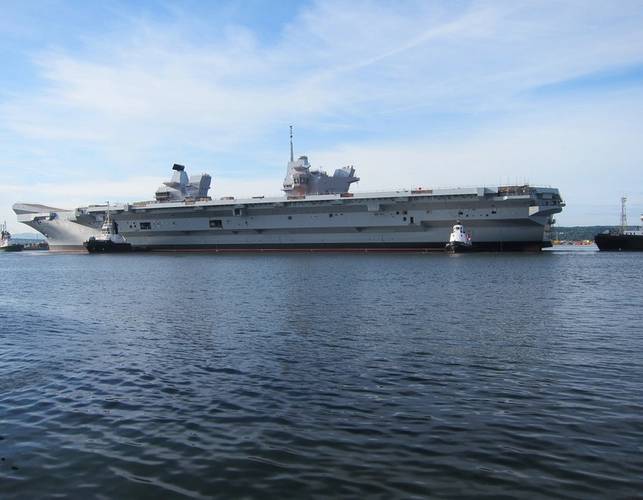 HMS Queen Elizabeth afloat, developed with SENER’s FORAN System (©BAE Systems)